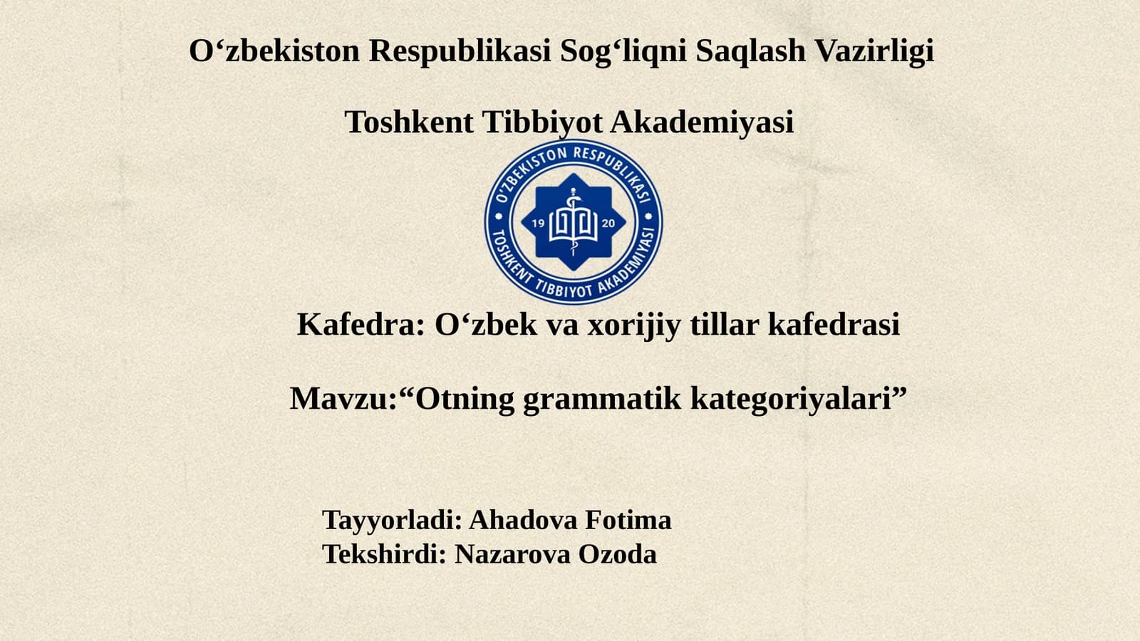 otning grammatik kategoriyalari