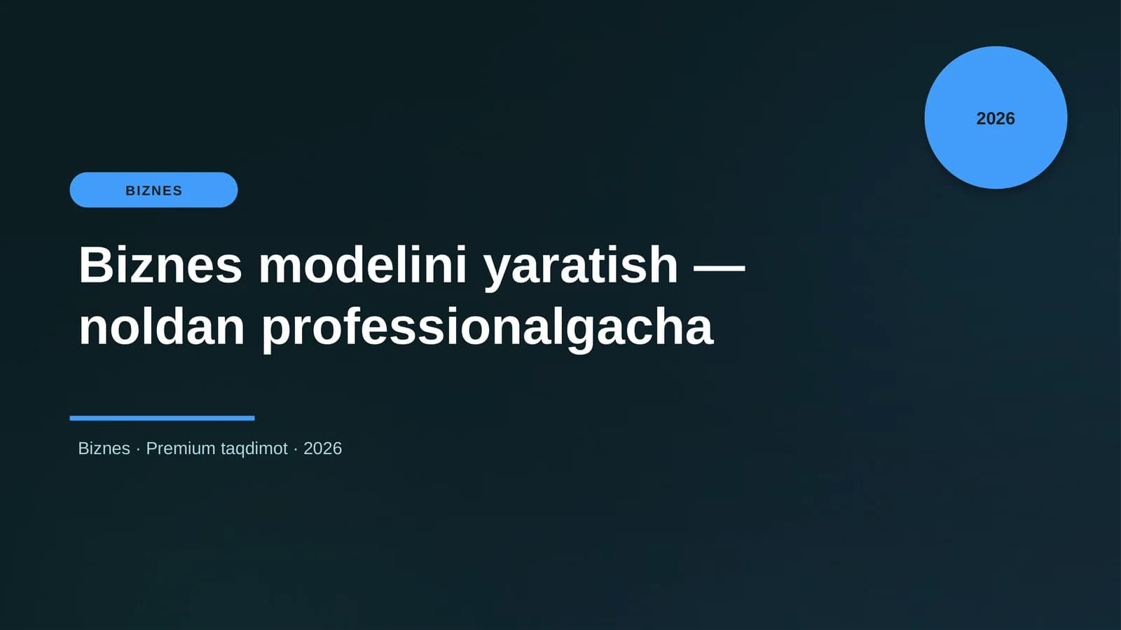 Biznes modelini yaratish — noldan professionalgacha