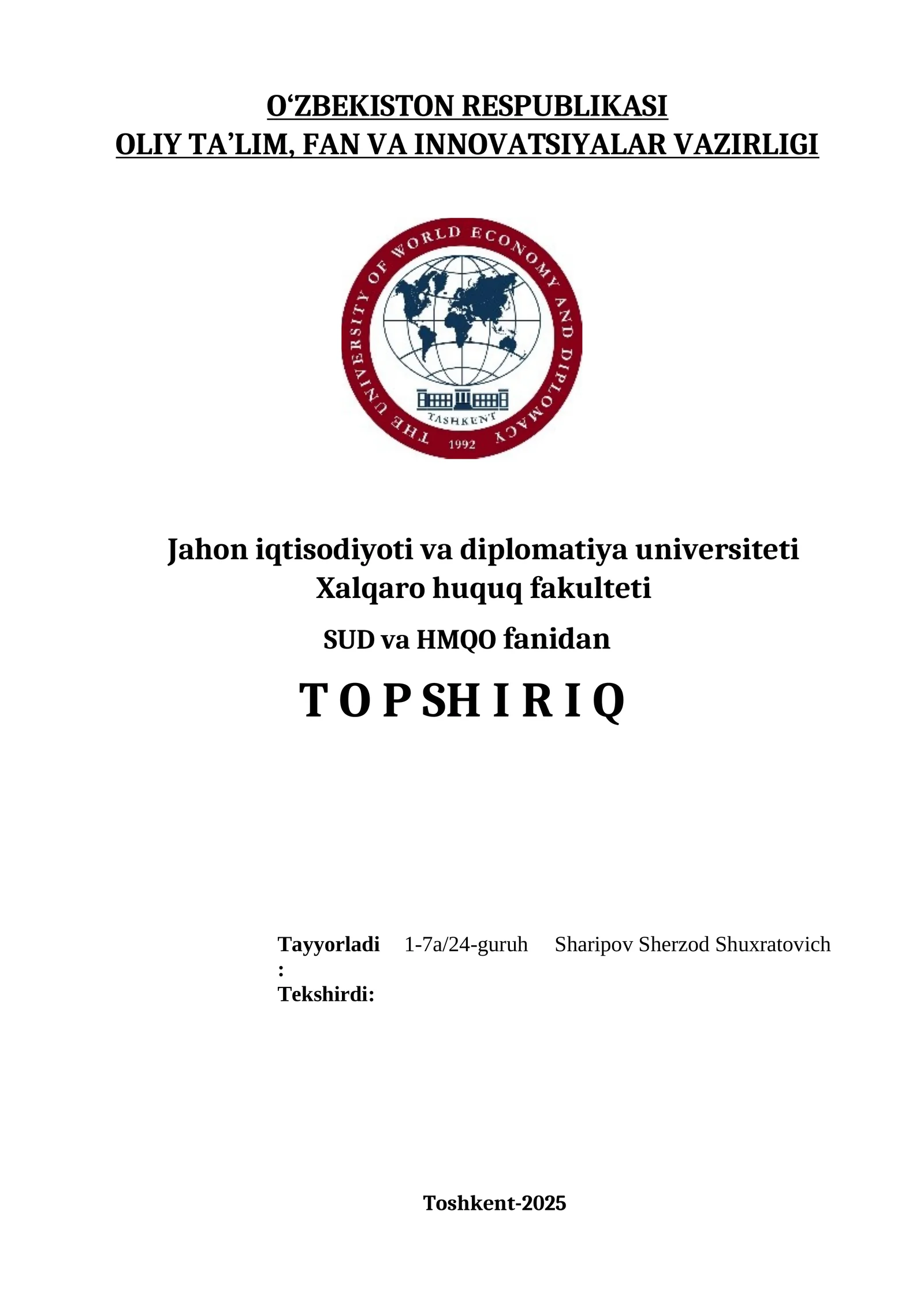 Xorijiy mamlakat Germaniya bilan O’zbekiston Respublikasi Sud va huquqni muhofaza qiluvchi organlar  faoliyati yuzasidan o’zaro tahlil.
