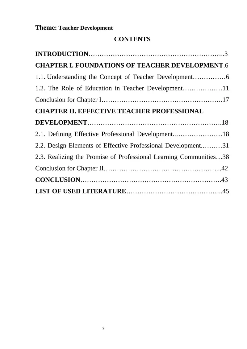 Teacher Development Course