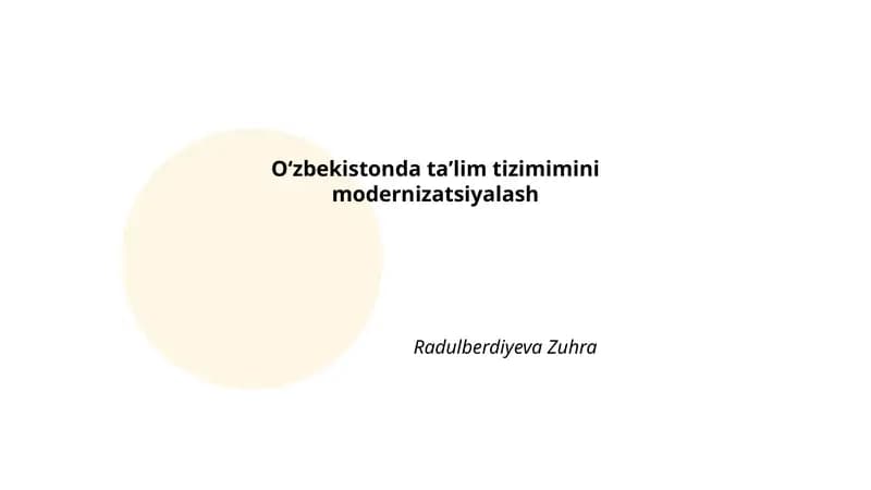 Oʻzbekistonda kurrikulum va oʻquv dasturlarini modernizatsiyalash