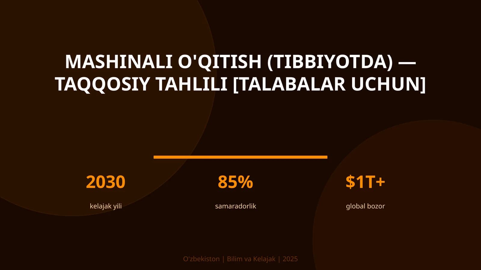 MASHINALI O'QITISH (TIBBIYOTDA) — TAQQOSIY TAHLILI [TALABALAR UCHUN]