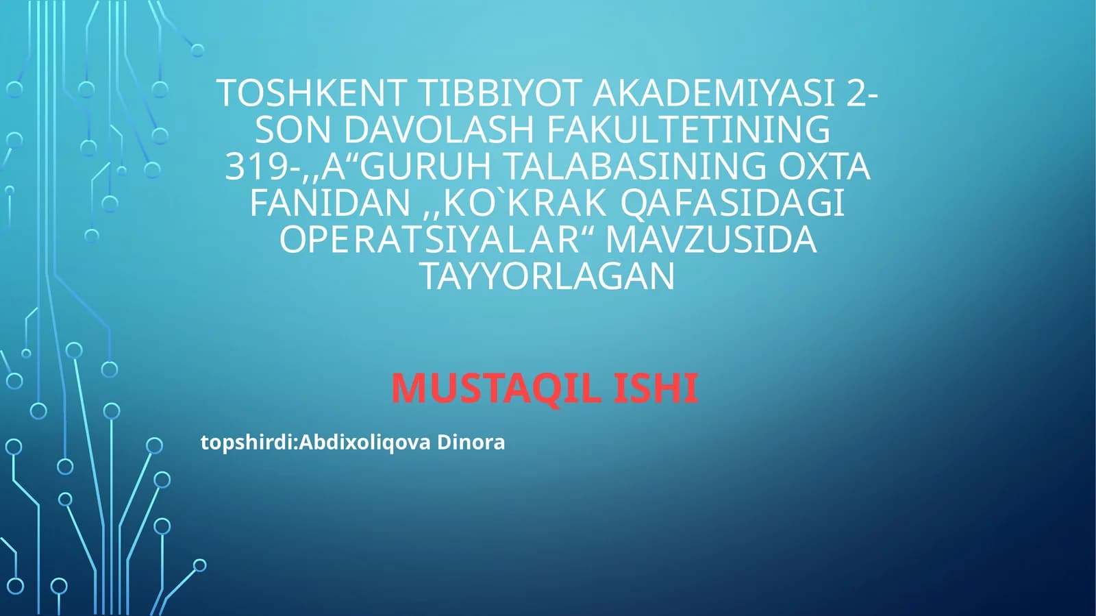 Ko`krak qafasidagi operatsiyalar