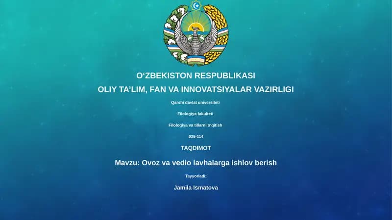 Ovoz va vedio lavhalarga ishlov berish