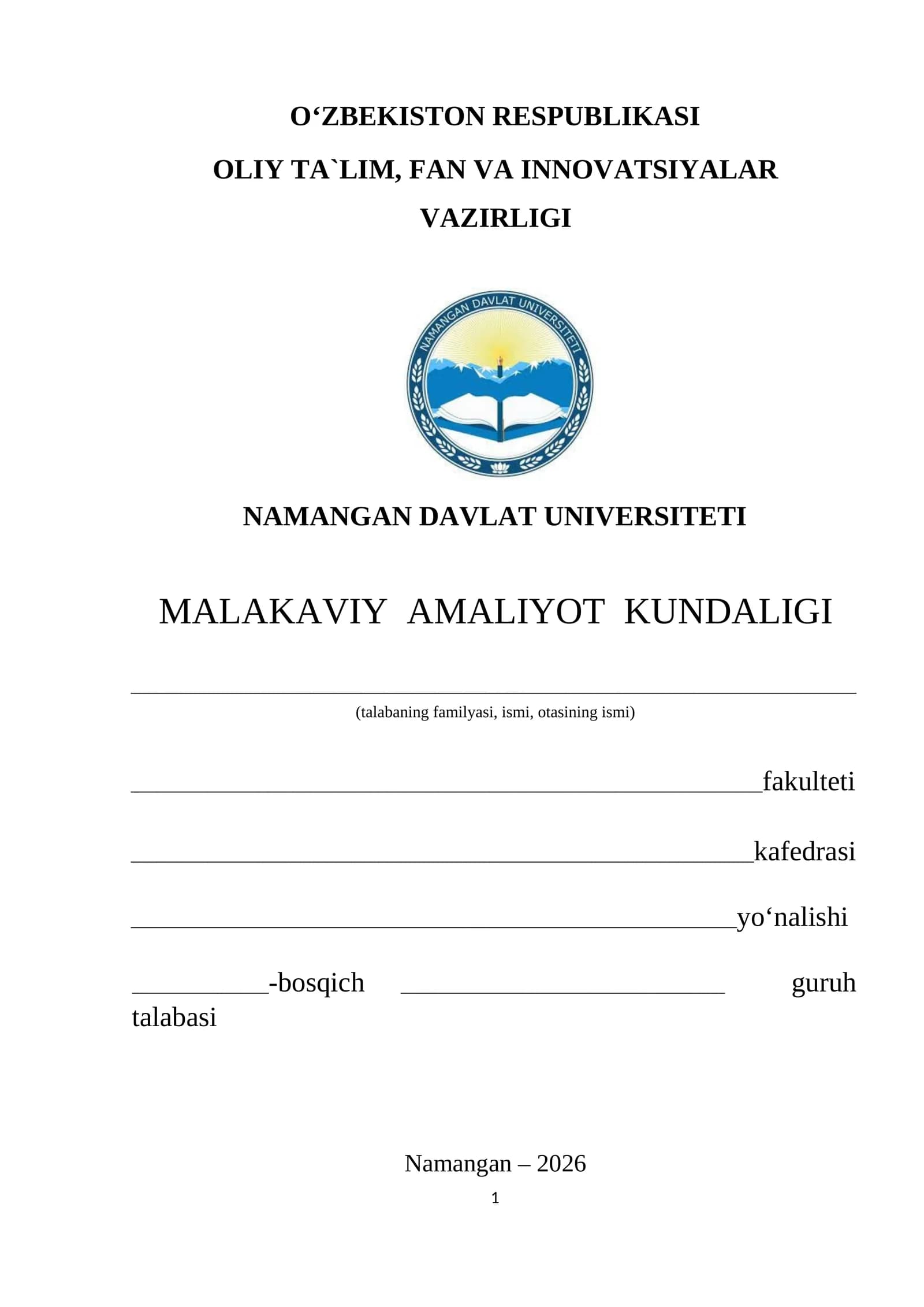 MALAKAVIY AMALIYOT KUNDALIGI