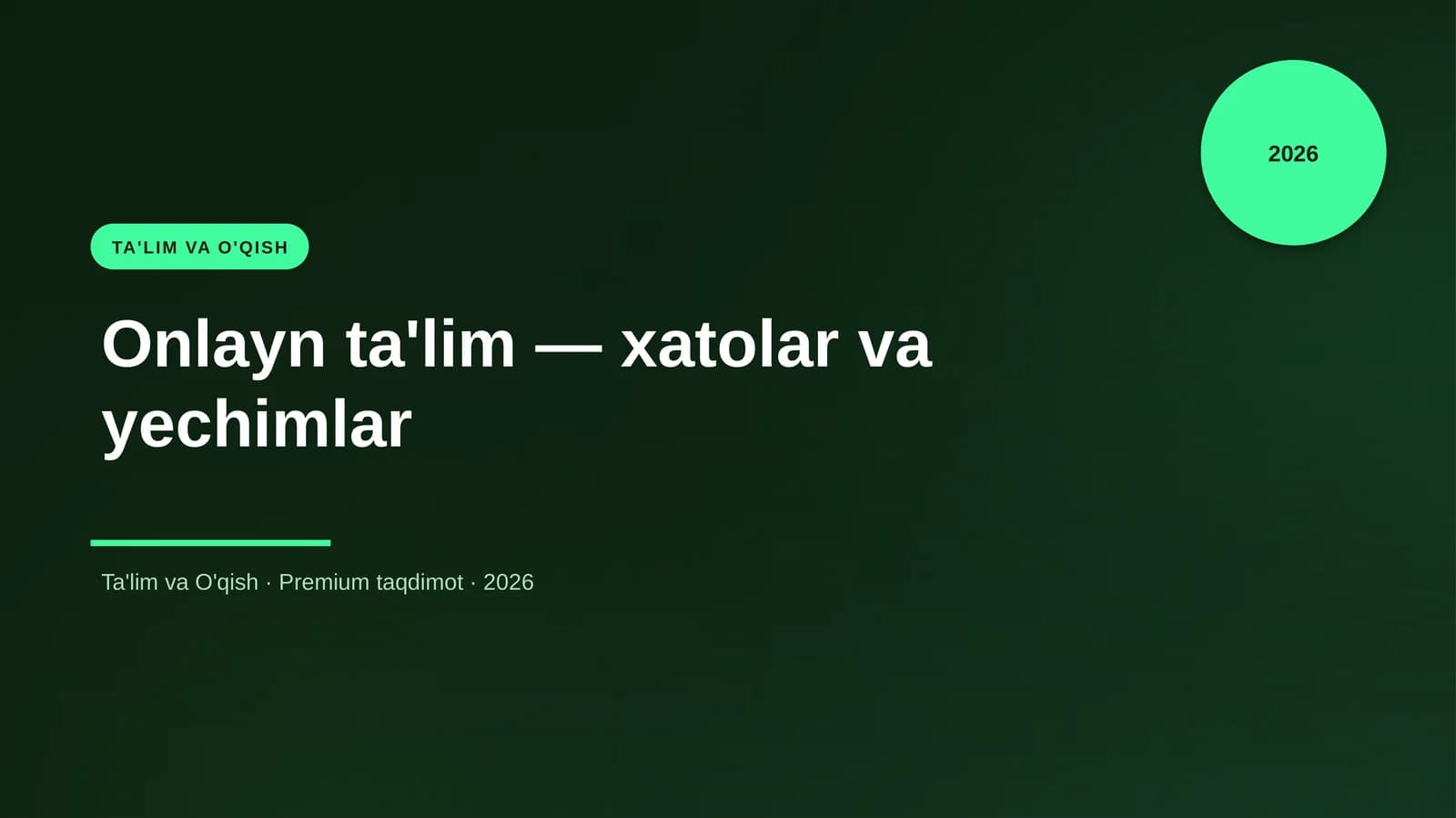 Onlayn ta'lim — xatolar va yechimlar