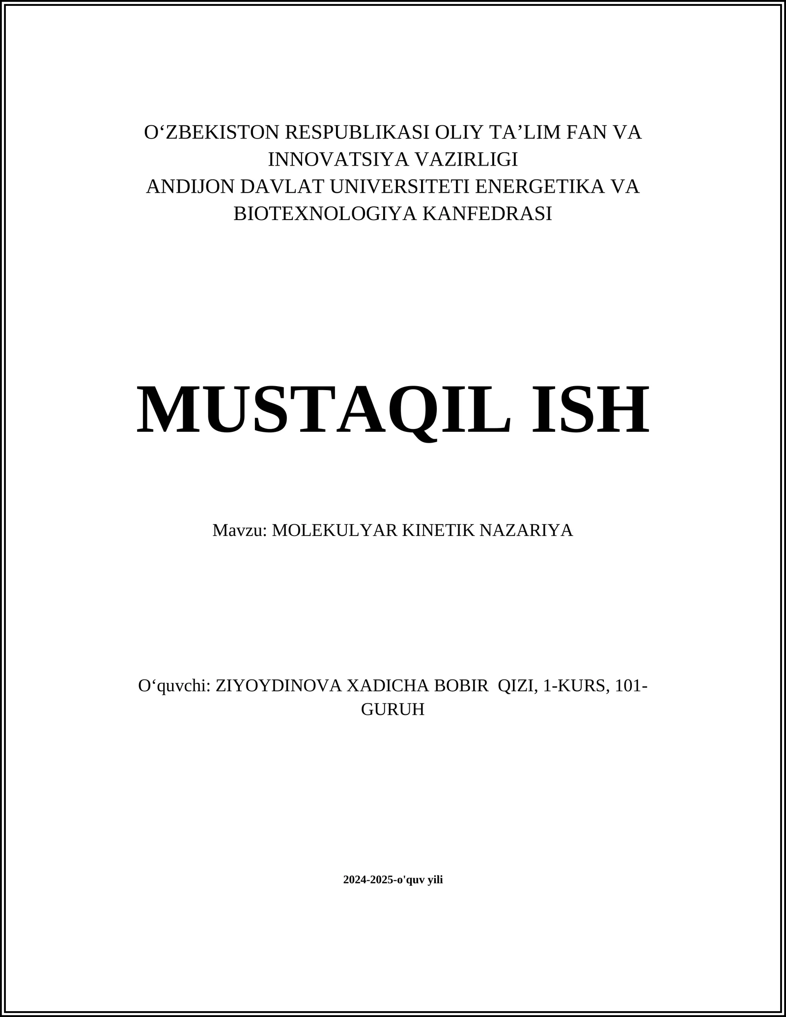 MOLEKULYAR KINETIK NAZARIYA