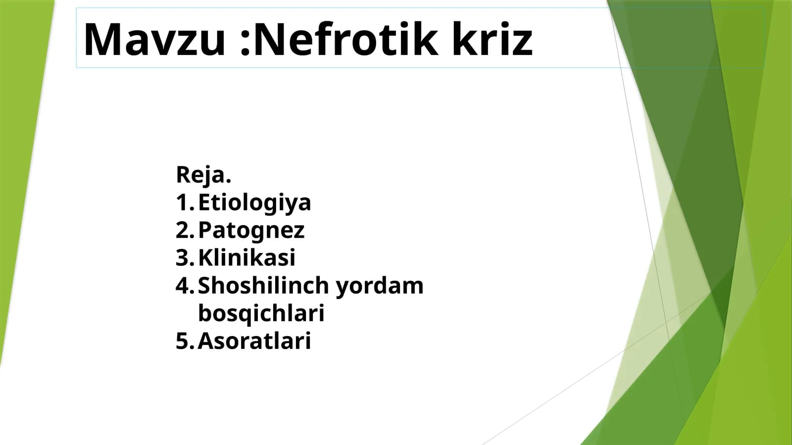 O’tkir buyrak yetishmovchiligi. Nefrotik kriz