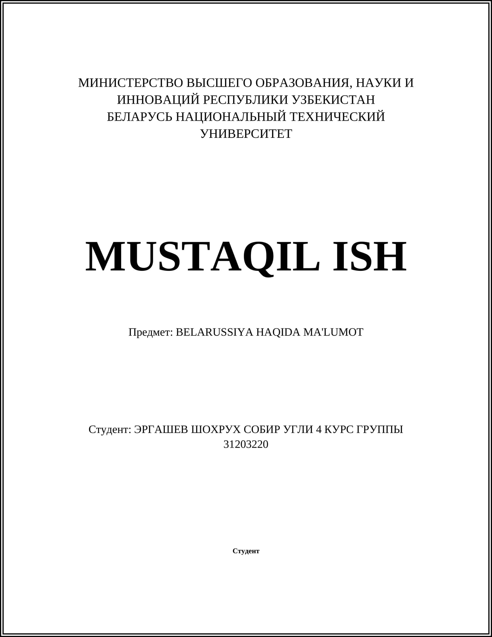 BELARUSSIYA HAQIDA MA'LUMOT