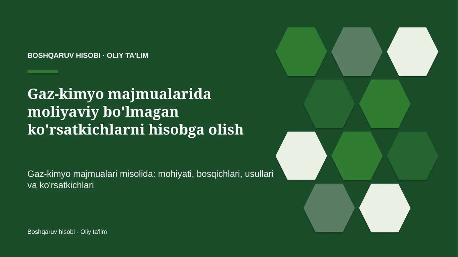 gaz kimyo majmualarida moliyaviy bo'lmagan ko'rsatkichlarni hisobga olish 4564