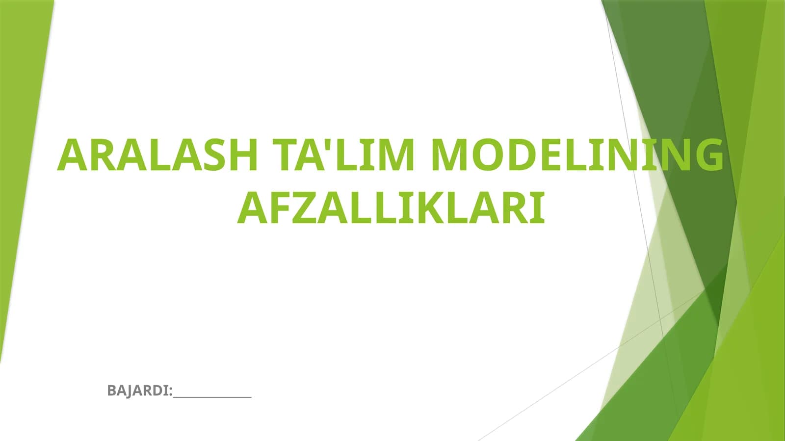 ARALASH TA'LIM MODELINING AFZALLIKLARI