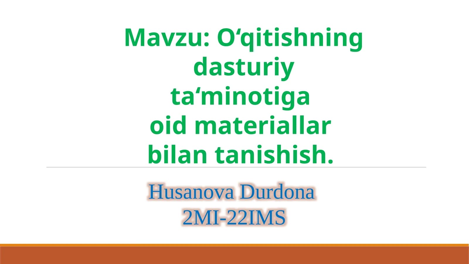 O'qitishning dasturiy ta'minoti