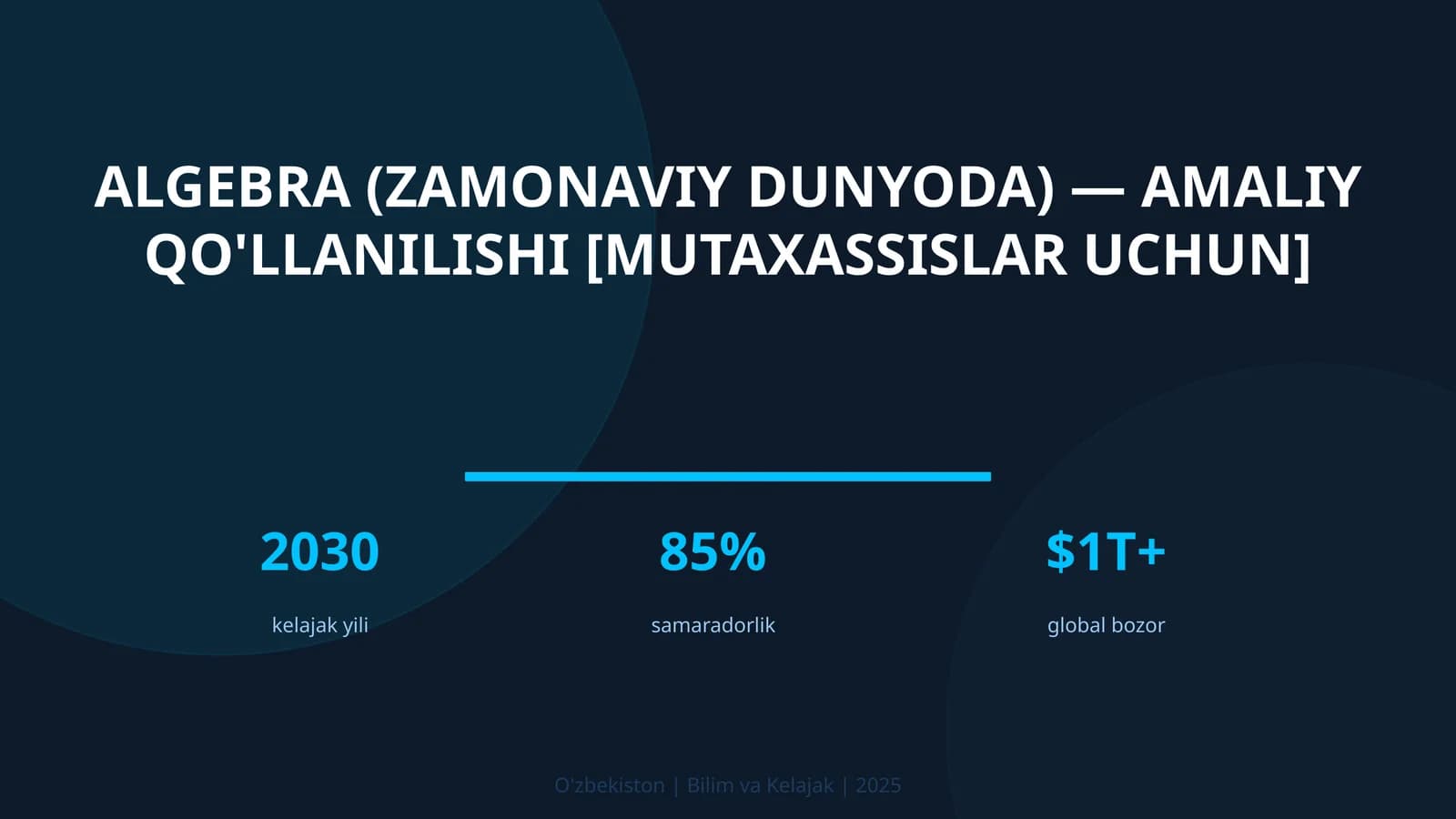 Algebra (zamonaviy dunyoda) — amaliy qo'llanilishi [mutaxassislar uchun]
