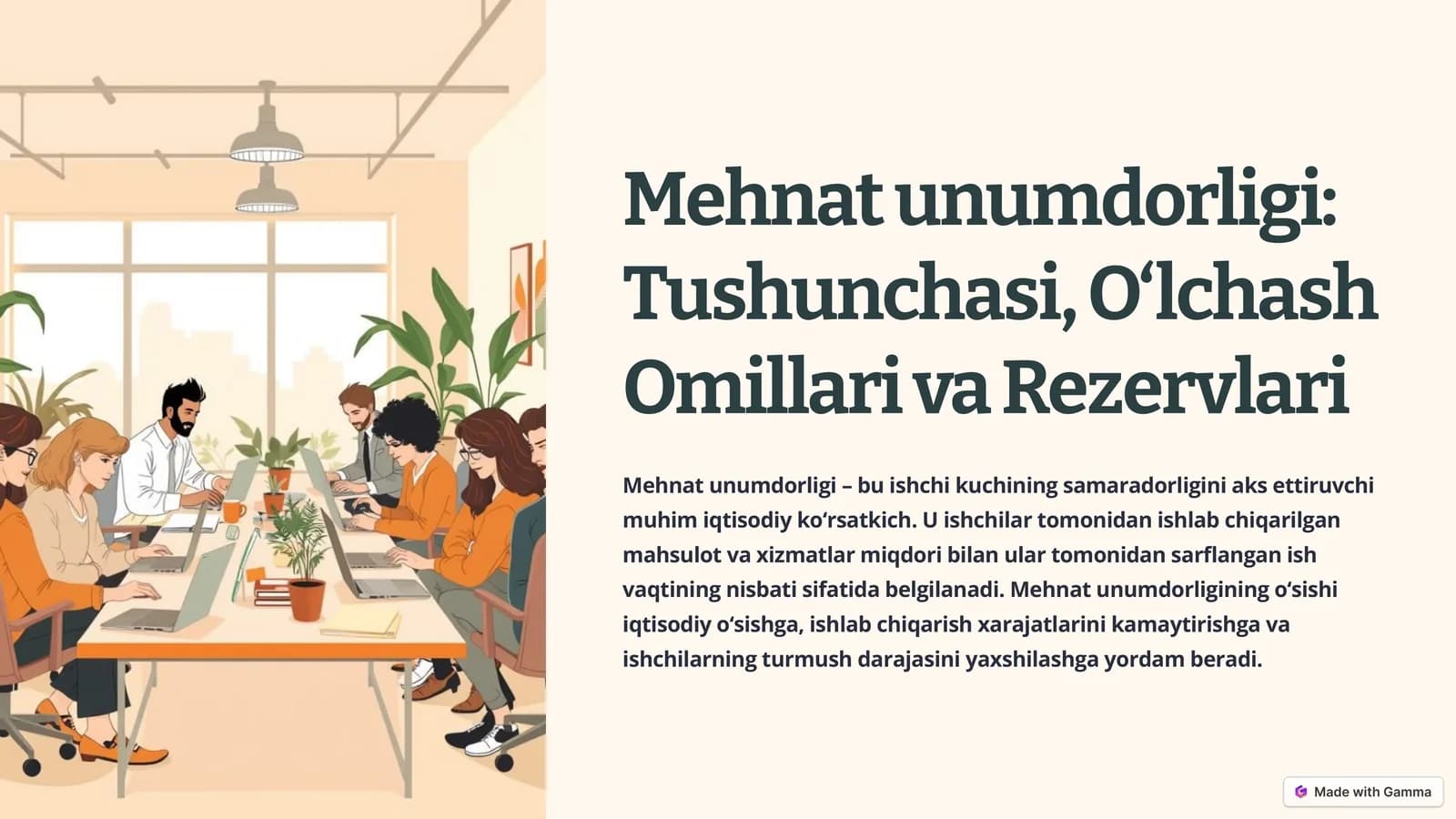 Mehnat unumdorligi: Tushunchasi, O‘lchash Omillari va Rezervlari