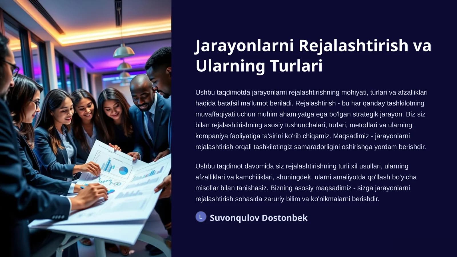 Jarayonlarni Rejalashtirish va Ularning Turlari