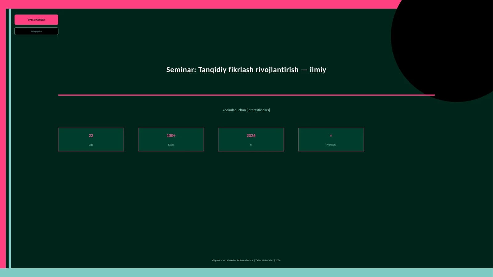 Seminar: Tanqidiy fikrlash rivojlantirish — ilmiy xodimlar uchun [interaktiv dars]