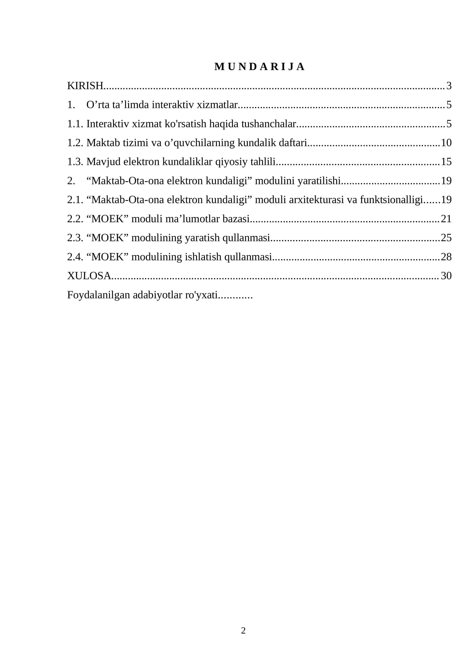 MOEK moduli