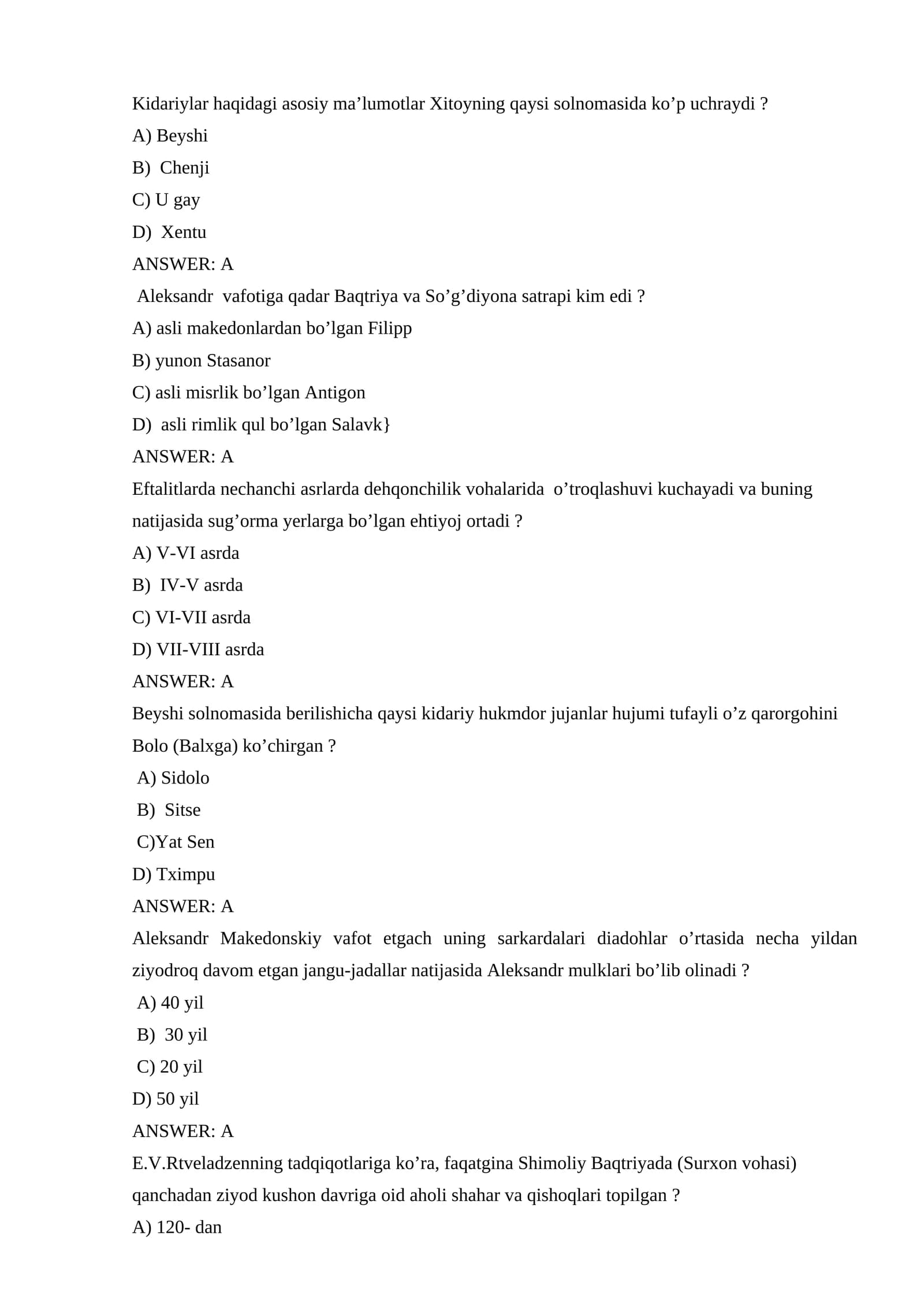 Kidariylar haqidagi asosiy ma’lumotlar