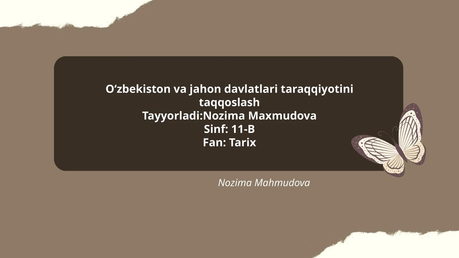 Oʻzbekiston va jahon davlatlari taraqqiyotini taqqoslash