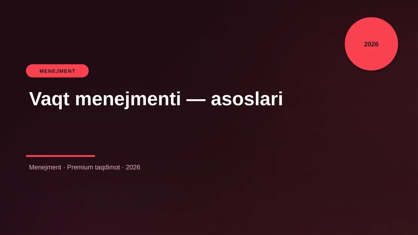 Vaqt menejmenti — asoslari