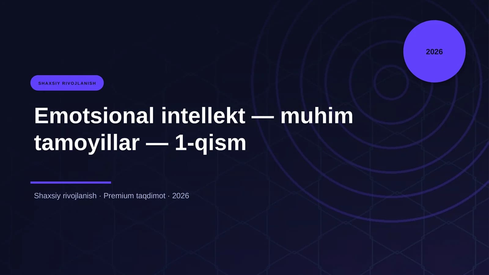 Emotsional intellekt — muhim tamoyillar — 1-qism