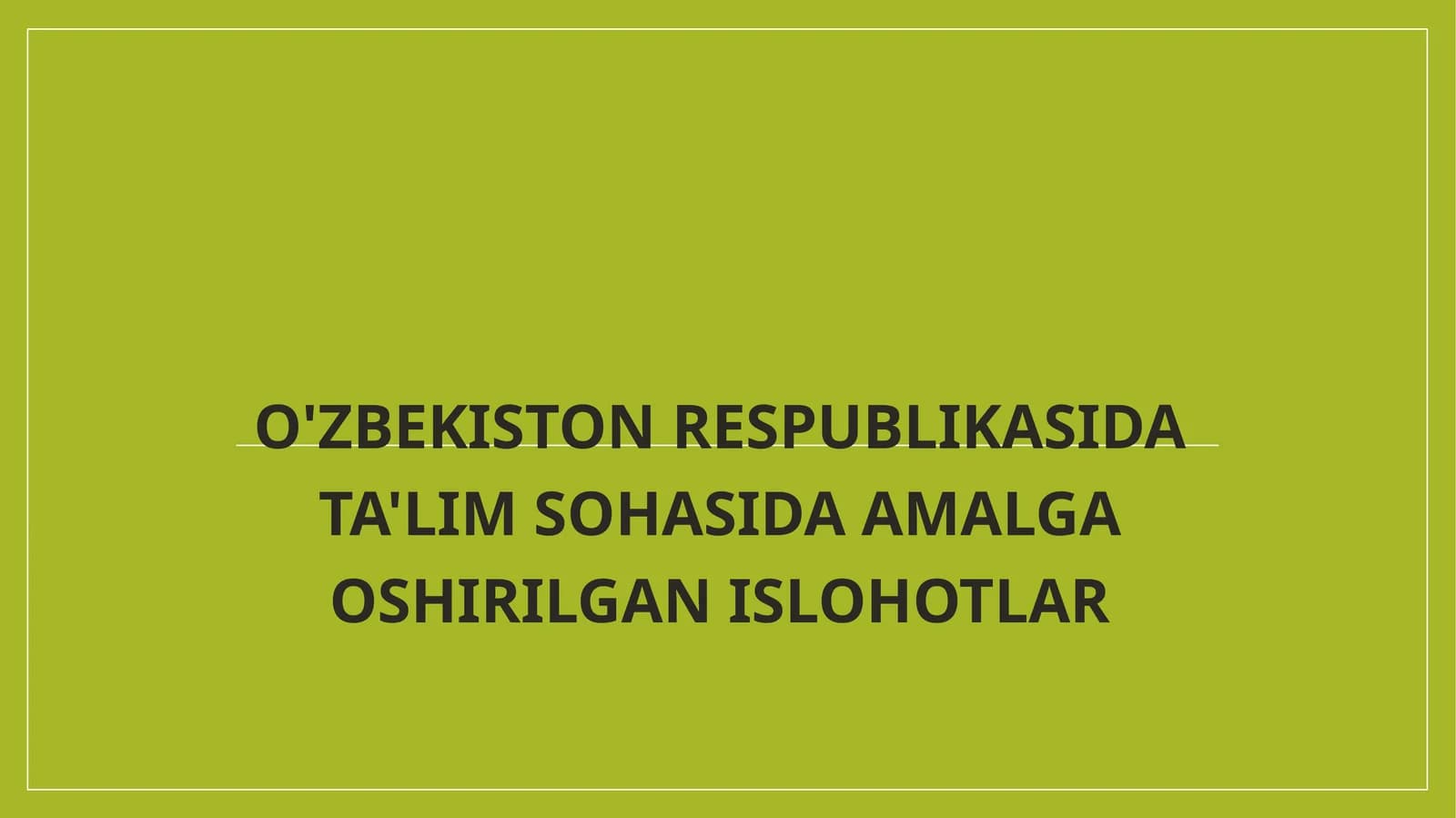 Ta’lim Sohasidagi Islom