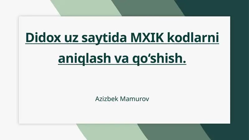 Didoxuz sayti vazifasi va funksiyasi