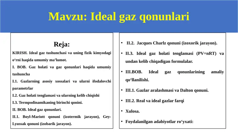 Ideal gaz qonunlari