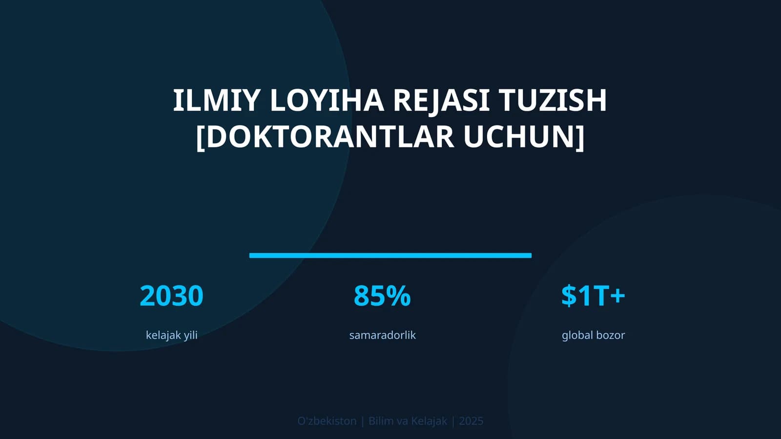 Ilmiy loyiha rejasi tuzish [doktorantlar uchun]