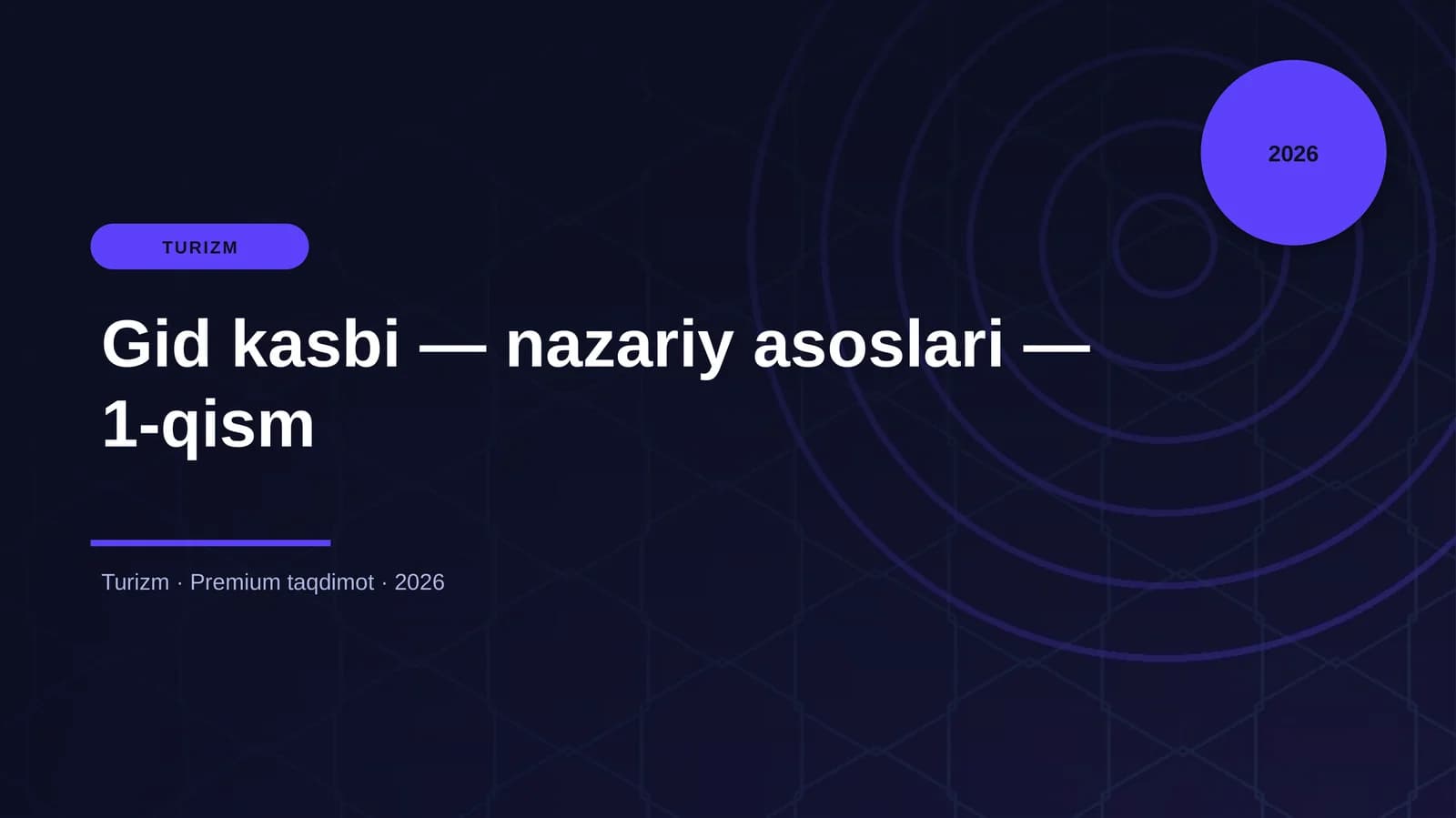 Gid kasbi — nazariy asoslari — 1-qism