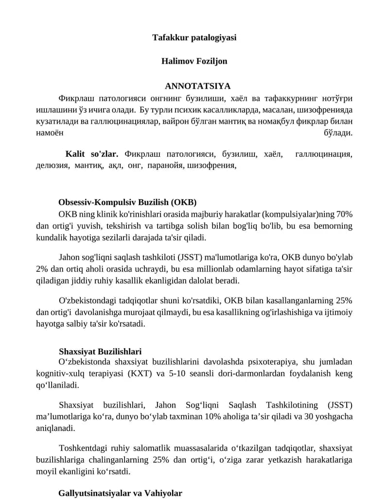 Tafakkur patalogiyasi