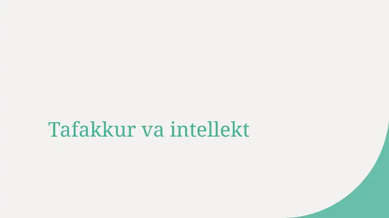 Tafakkur va intellekt