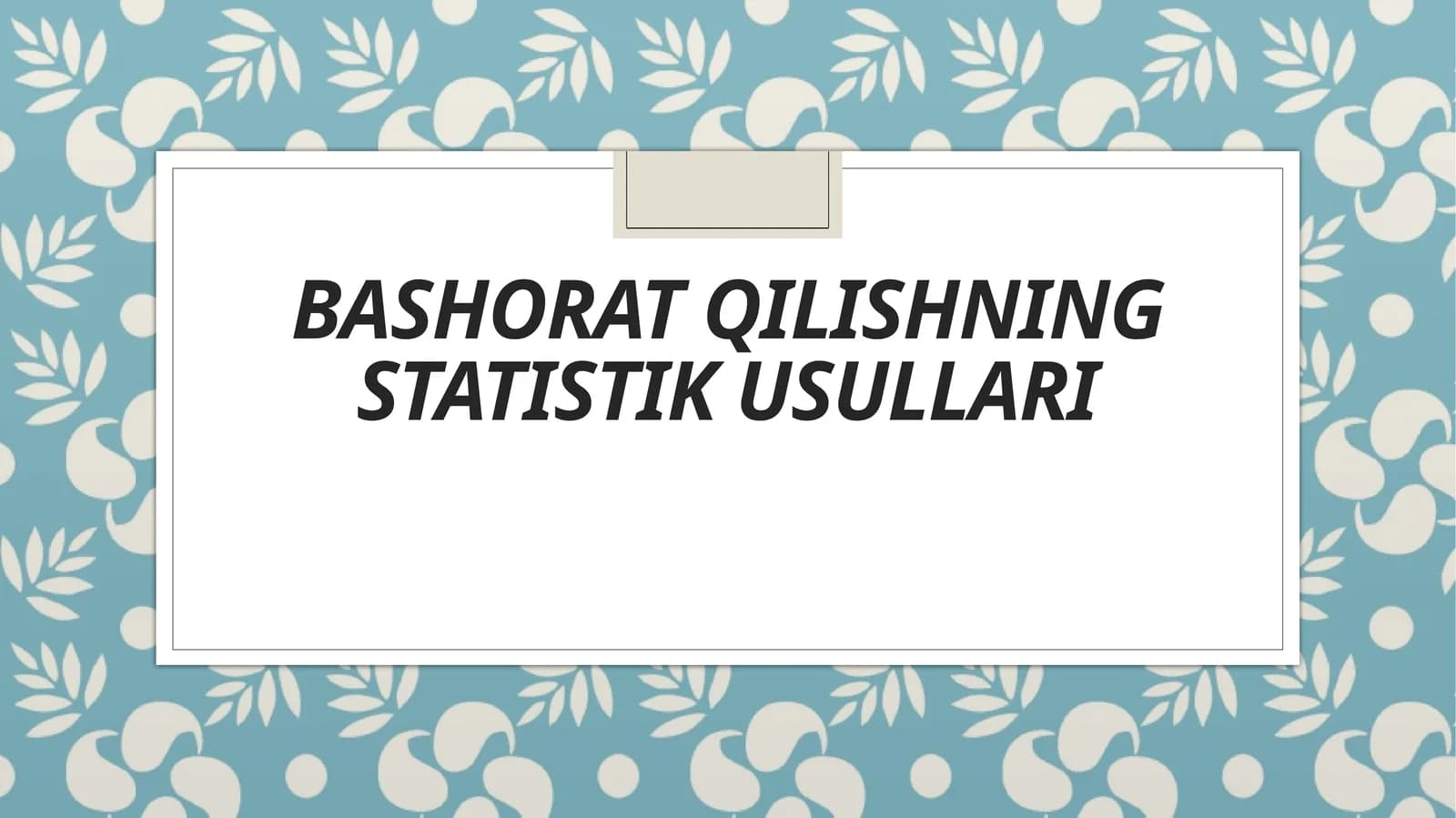 Bashorat qilishning statistik usullari