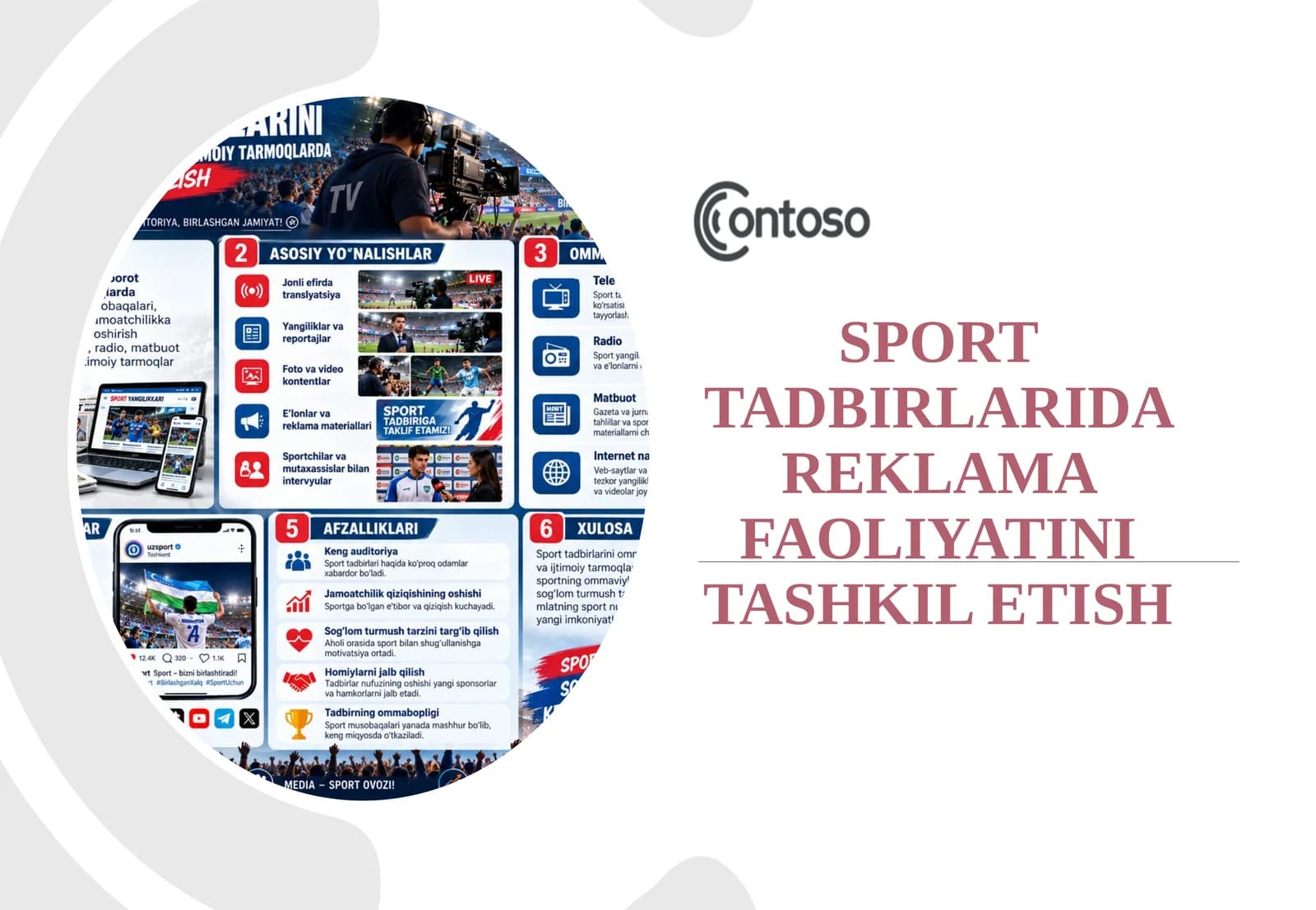Sport tadbirlarida reklama faoliyatini tashkil etish.