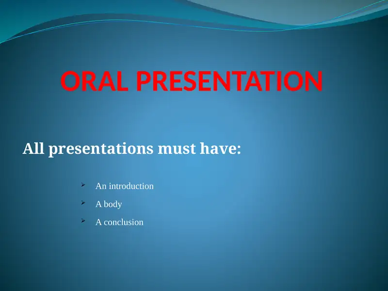 ORAL PRESENTATION
