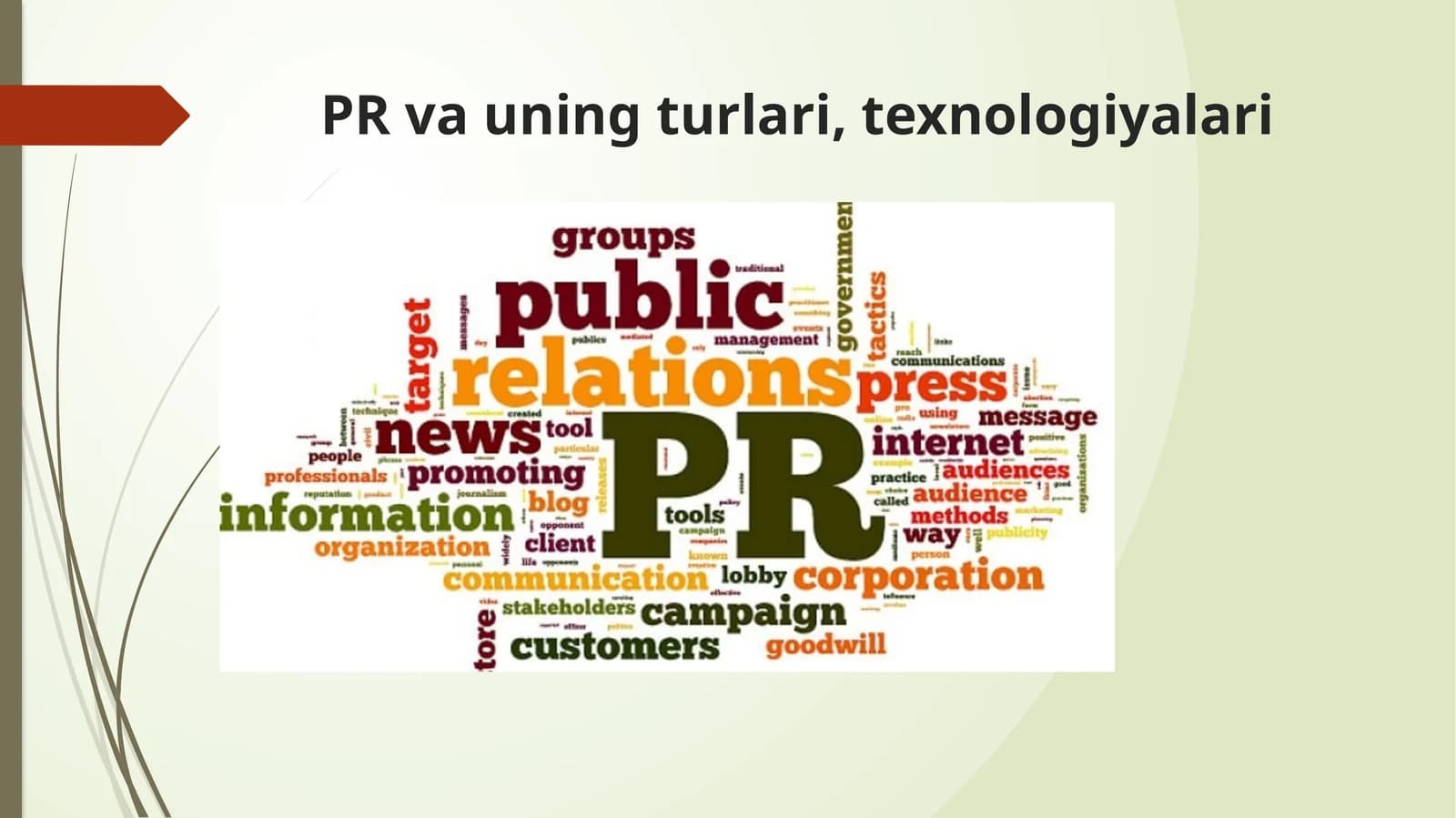 PR va uning turlari, texnologiyalari