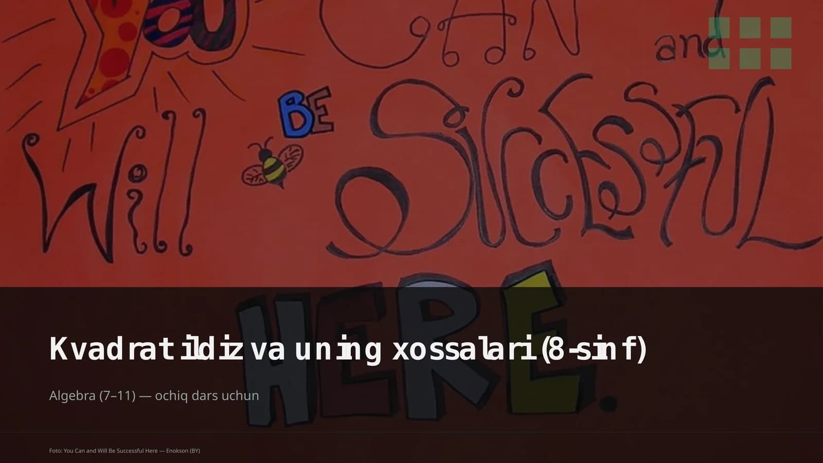 Kvadrat ildiz va uning xossalari (8-sinf)