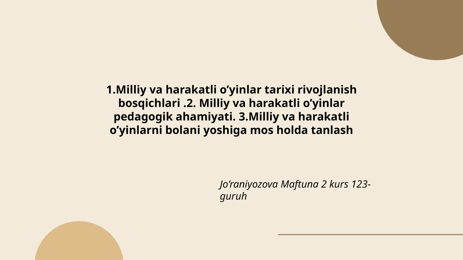 Milliy va harakatli o’yinlar