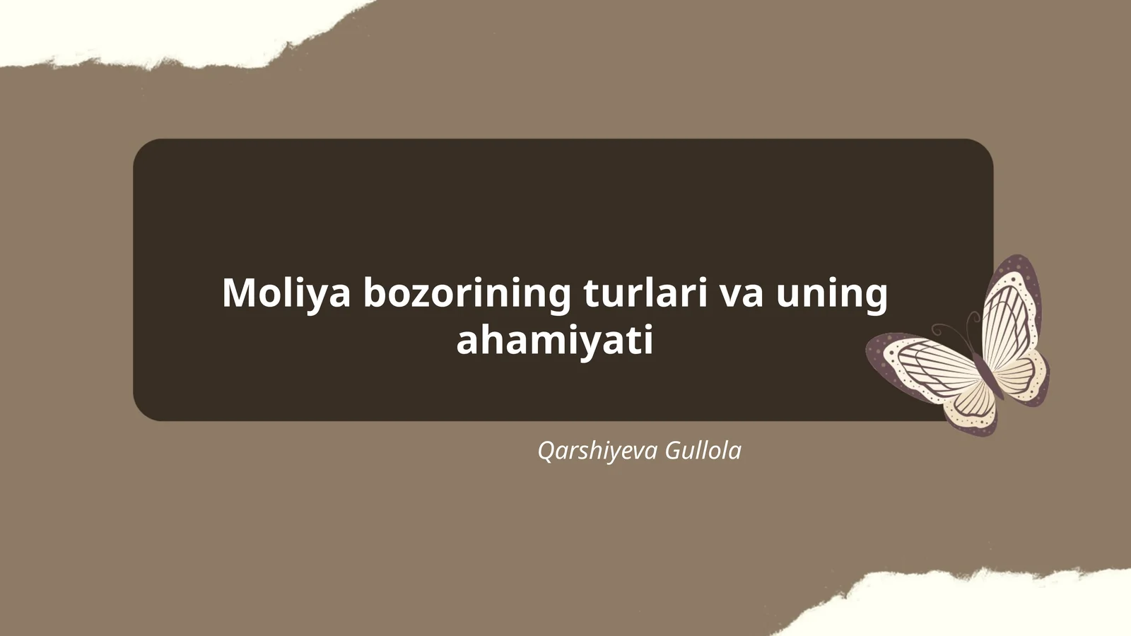 Moliya bozorining turlari va uning ahamiyati