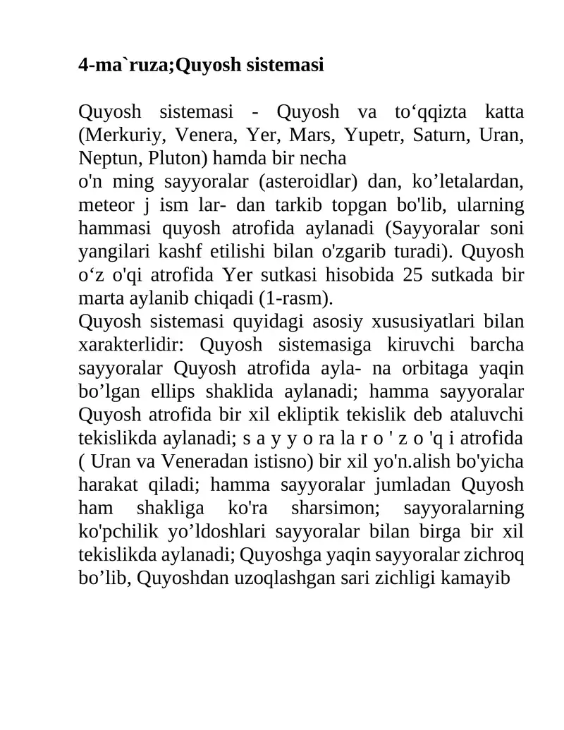 Quyosh sistemasi