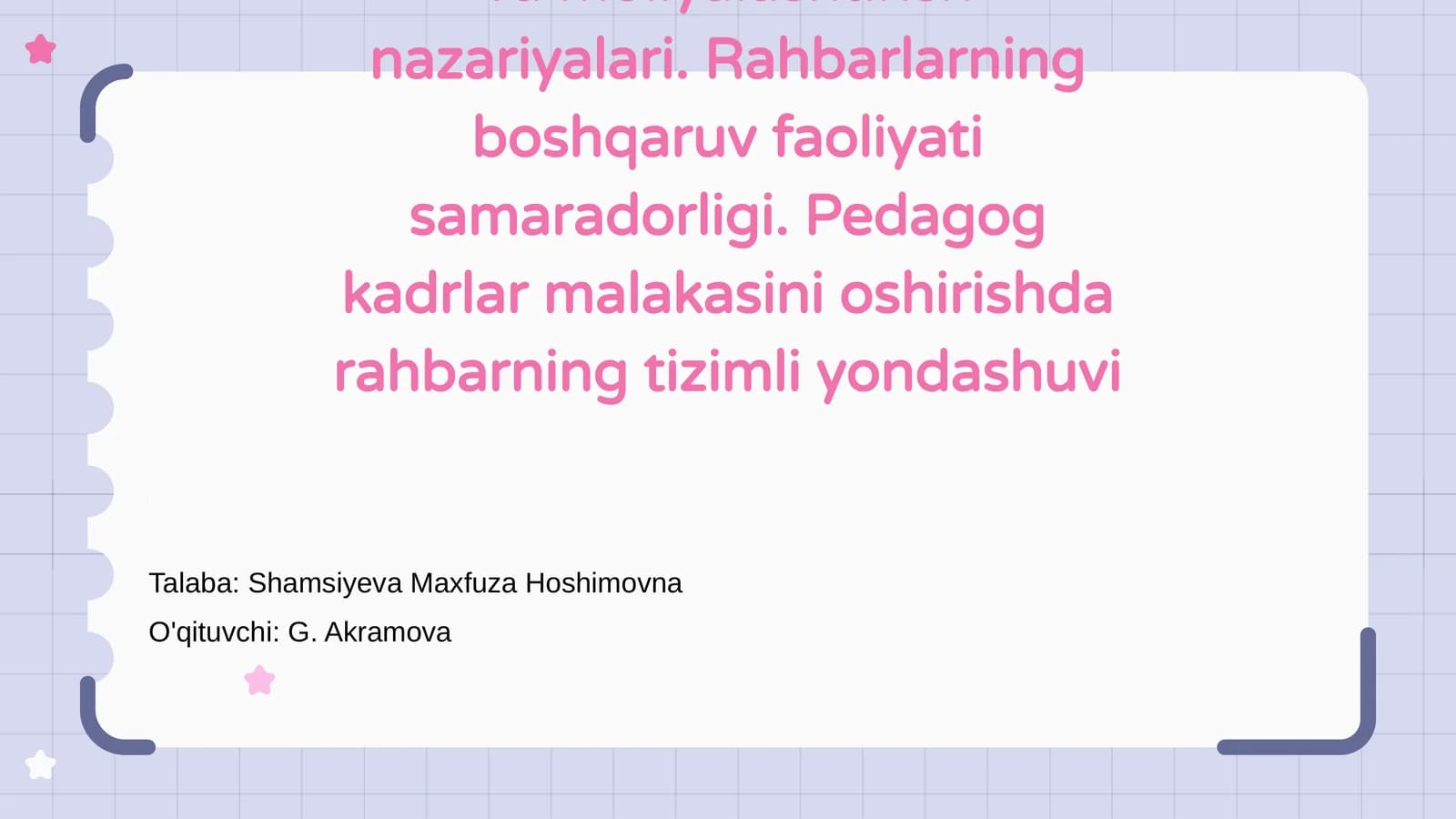 Motivatsiya va moliyalashtirish nazariyalari