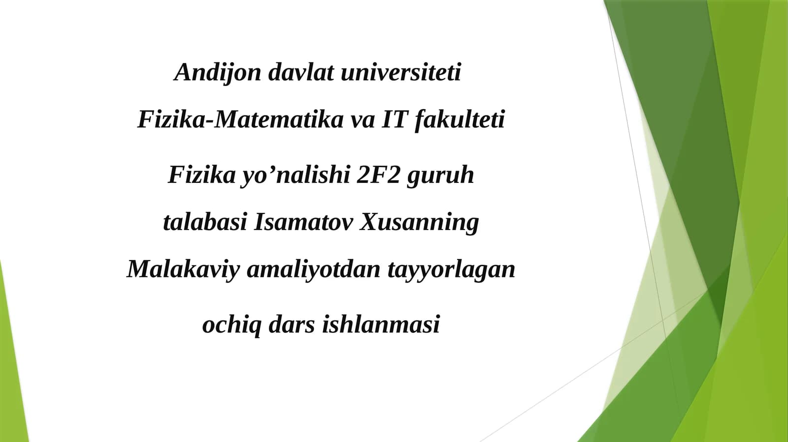Fizika-Matematika va IT fanlari - Butunzanjir uchun Omqonuni