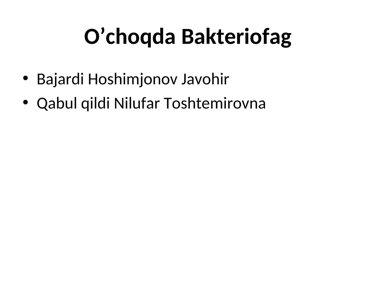 O’choqda Bakteriofag