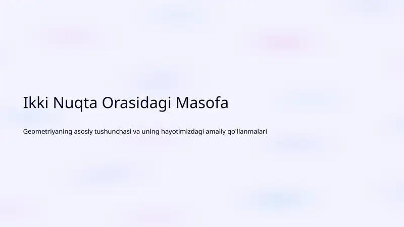 Ikki Nuqta Orasidagi Masofa