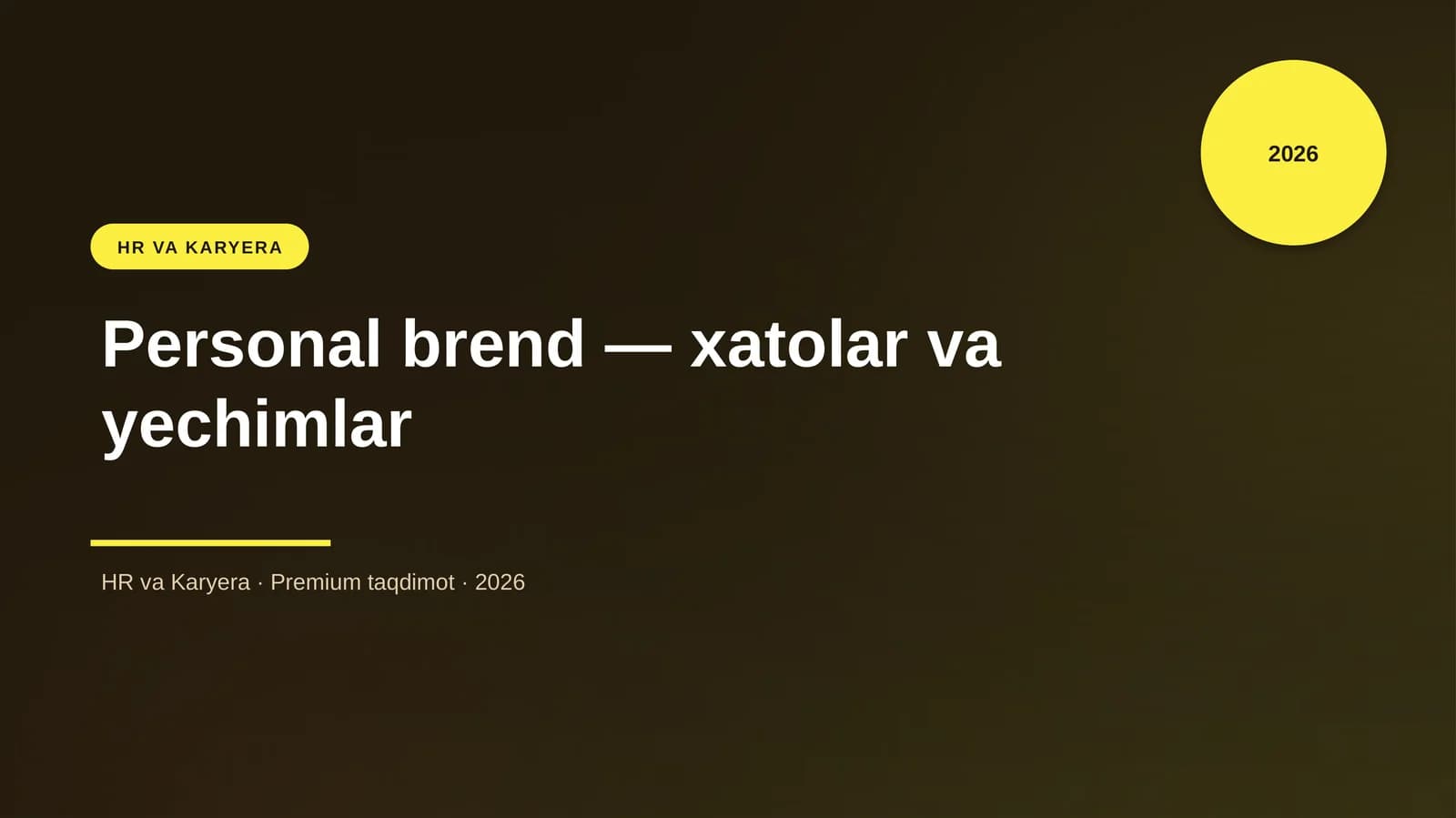 Personal brend — xatolar va yechimlar