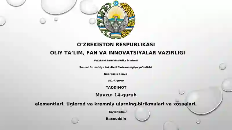 14-guruh elementlari: uglerod va kremniy