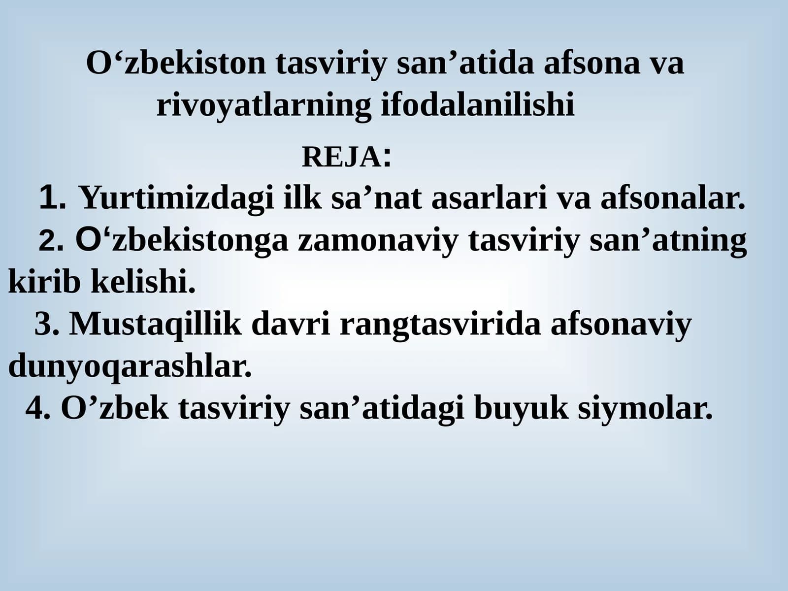O‘zbekiston tasviriy san’atida afsona va rivoyatlarning ifodalanilishi