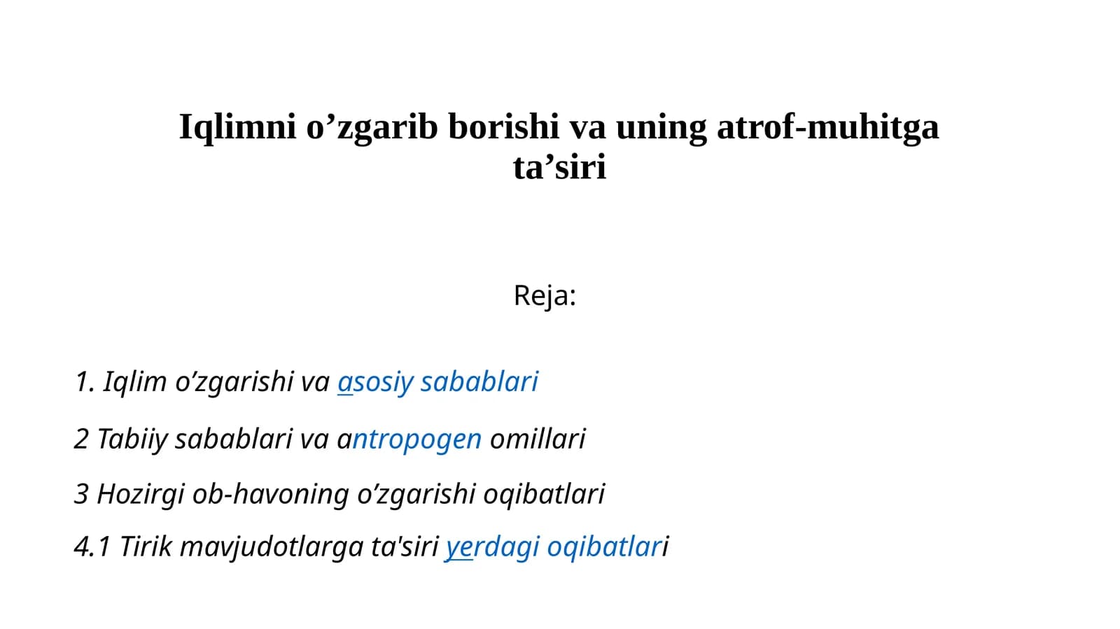 Iqlimnio’zgaribborishivauningatrof-muhitgata’siri