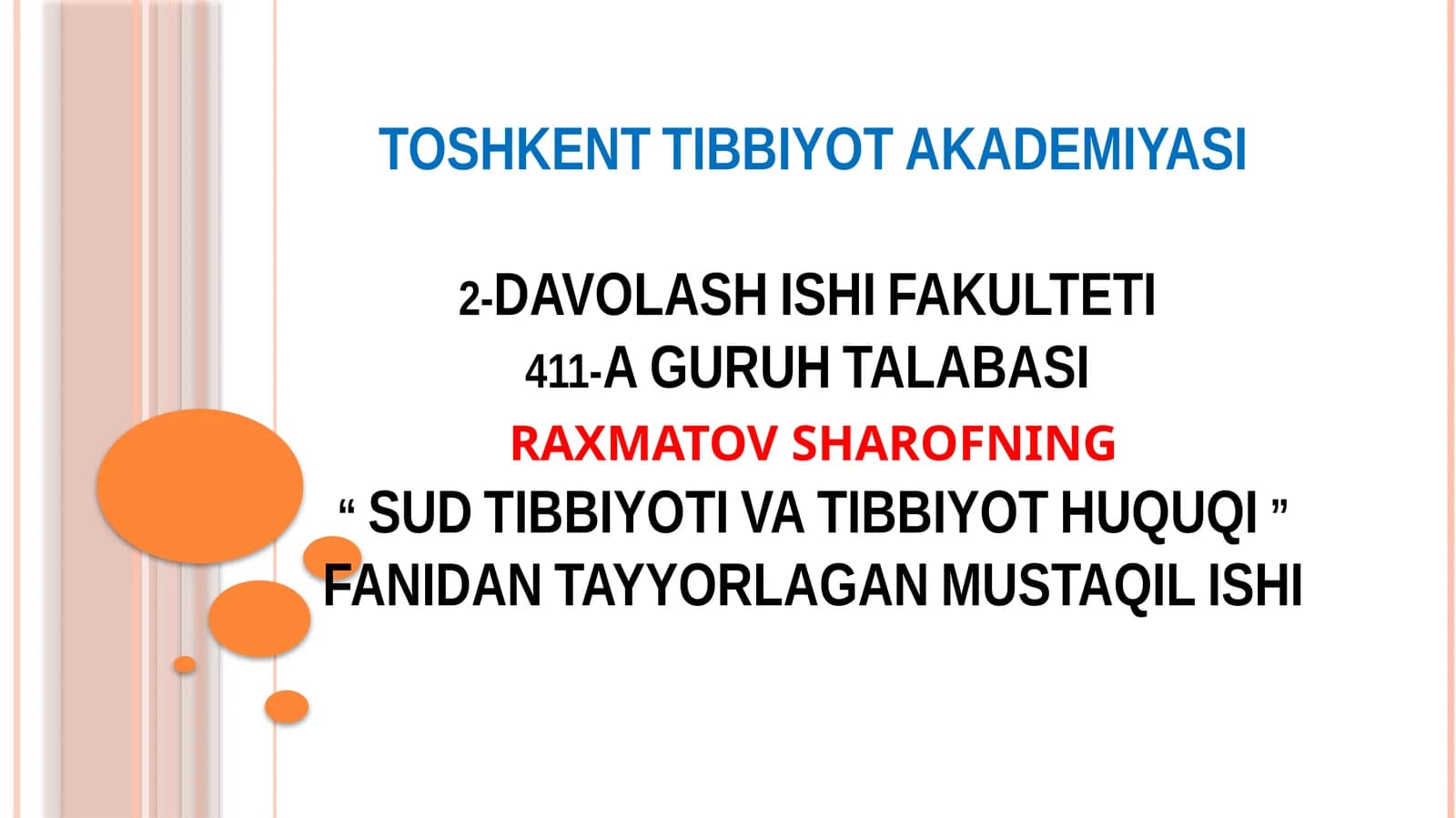 SUD TIBBIYOTI VA TIBBIYOT HUQUQI