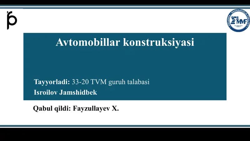 Avtomobillar konstruksiyasi